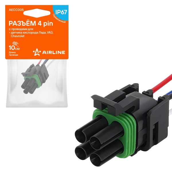 Разъем 4 pin с проводами для датчика кислорода Lada, УАЗ, Chevrolet -D- арт:AECC005