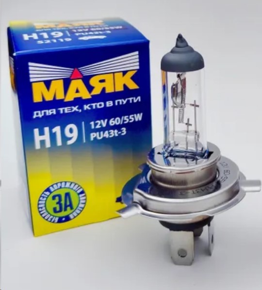 Лампа H19 12V 60/55W PU43t-3 -D- арт:52119