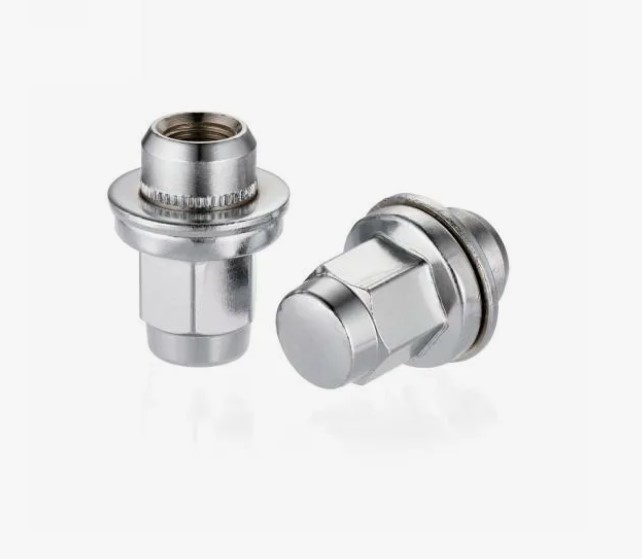 Гайка колеса М14*1,5*46 Хром Прессшайба, Диаметр носика 22мм ключ 22мм -D- арт:734848Cr