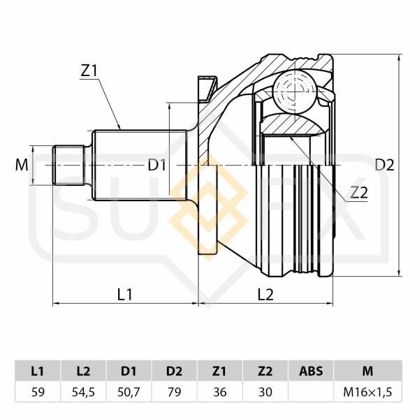 ШРУС Skoda Fabia I-II Volkswagen Polo наруж. МТ (без ABS) 36/30 шл. -D- арт:ST-1004
