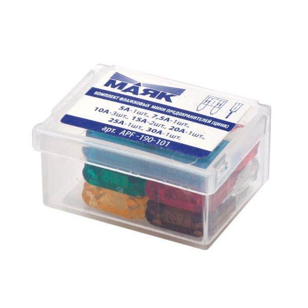 Предохранители набор MINI 5-30А цинк с пинцетом (10 шт) в боксе -D- арт:APF-190-101