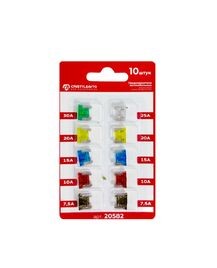 Предохранители набор флаж. 7,5-30А низкопрофильные /10 шт/ -D- арт:20582
