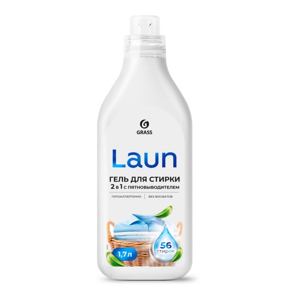 Гель-концентрат для стирки 2 в 1 с пятновыводителем Laun 1,7 л.