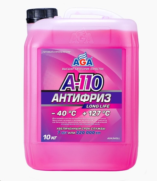 Антифриз AGA Long Life A-110 -40С (10 кг.) розовый