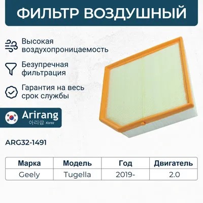 Фильтр воздушный Geely Tugella с 2019 г.