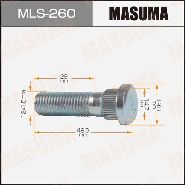 Шпилька MASUMA 12x1.5мм, L=48.8мм / Mazda