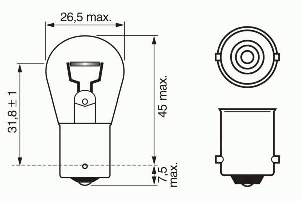 Лампа 1-конт. 12V P21W S25 с цок. BA15s Pure Light